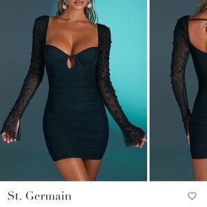 Oh Polly Black Bell Sleeve Plunge Bodycon Dress